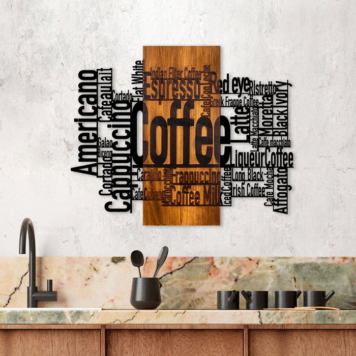 Wallity Coffee Mixed - Accesorio decorativo de pared en nogal y negro